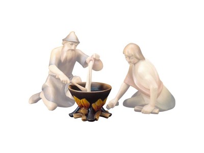 Hei. Kochtopf auf Feuer color
